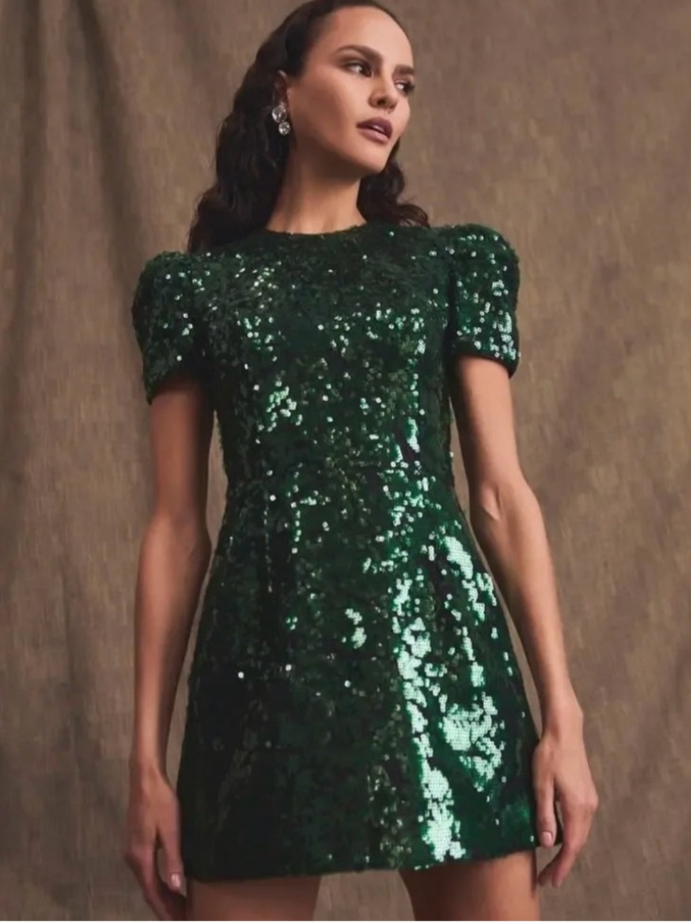 HELSI Coco A-Line Sequin Mini Dress in Emerald/Black SIze XS NWT - Picture 2 of 7